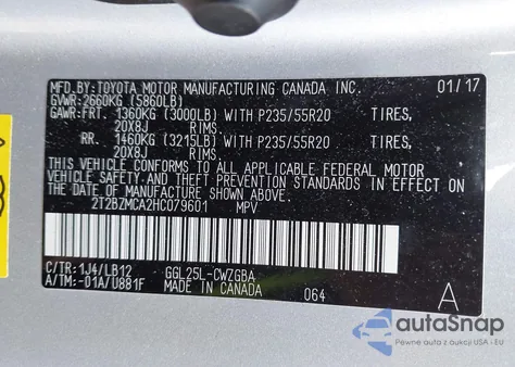 2017 Lexus Rx 350 из США, поврежденный, VIN 2T2BZMCA2HC079601